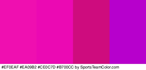 #EF0EAF #EA09B2 #CE0C7D #B700CC Colors