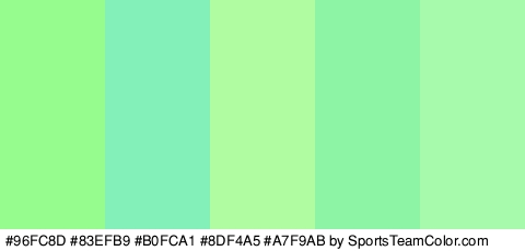 #96FC8D #83EFB9 #B0FCA1 #8DF4A5 #A7F9AB Colors