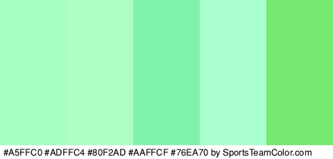 #A5FFC0 #ADFFC4 #80F2AD #AAFFCF #76EA70 Colors