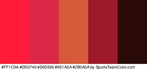 #FF1C3A #DD2746 #D65939 #9E1A2A #2B0A0A Colors