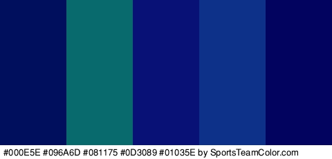 #000E5E #096A6D #081175 #0D3089 #01035E Colors