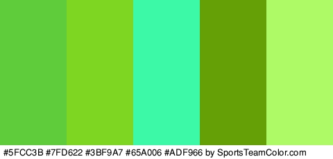 #5FCC3B #7FD622 #3BF9A7 #65A006 #ADF966 Colors