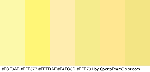 #FCF9AB #FFF577 #FFEDAF #F4EC8D #FFE791 #F4E584 Colors