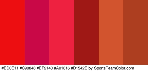 #ED0E11 #C90848 #EF2140 #A01816 #D1542E #AD3F20 Colors