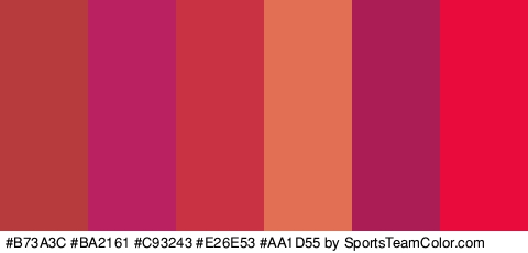 #B73A3C #BA2161 #C93243 #E26E53 #AA1D55 #E80B3B Colors