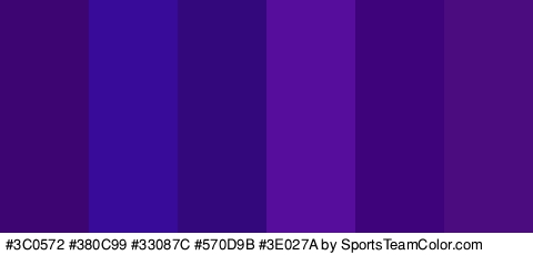 #3C0572 #380C99 #33087C #570D9B #3E027A #4B0C7F Colors