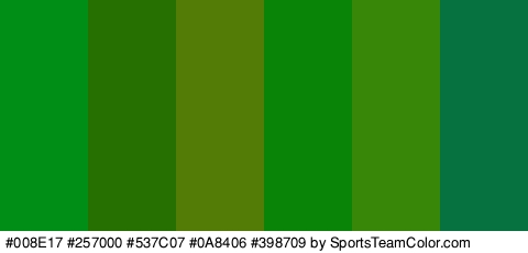 #008E17 #257000 #537C07 #0A8406 #398709 #05723F Colors