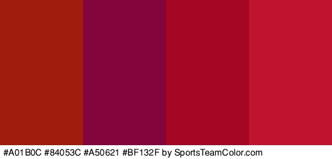 #A01B0C #84053C #A50621 #BF132F Colors