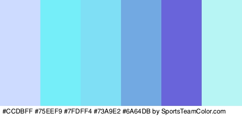 #CCDBFF #75EEF9 #7FDFF4 #73A9E2 #6A64DB #B7F4F4 Colors