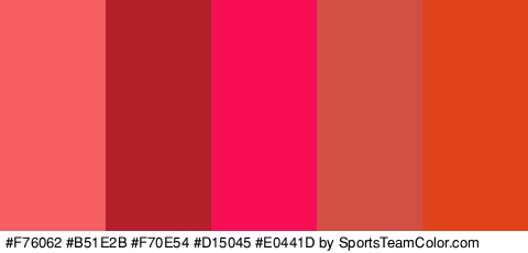 #F76062 #B51E2B #F70E54 #D15045 #E0441D Colors