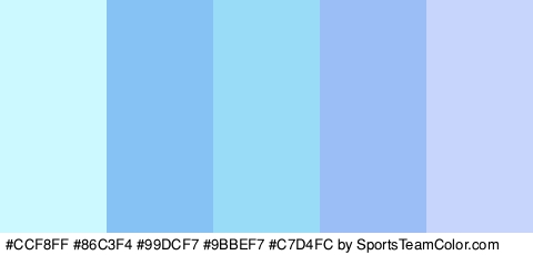 #CCF8FF #86C3F4 #99DCF7 #9BBEF7 #C7D4FC Colors