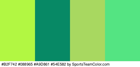 #B2F742 #088965 #A9D861 #54E582 Colors