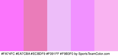 #FA74FC #EA7CBA #ECBDF9 #F091FF #F9B3F0 Colors