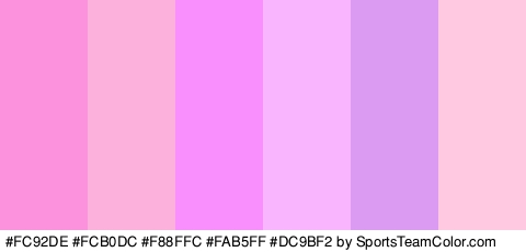 #FC92DE #FCB0DC #F88FFC #FAB5FF #DC9BF2 #FFC9E2 Colors