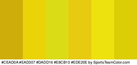 #CEAD0A #EAD307 #DADD16 #E8CB10 #EDE20E #DBCD06 Colors