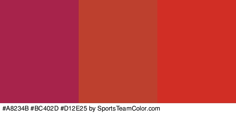 #A8234B #BC402D #D12E25 Colors