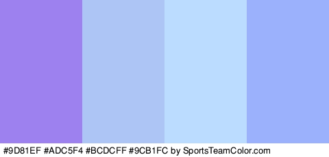 #9D81EF #ADC5F4 #BCDCFF #9CB1FC Colors