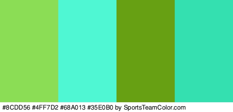 #8CDD56 #4FF7D2 #68A013 #35E0B0 Colors