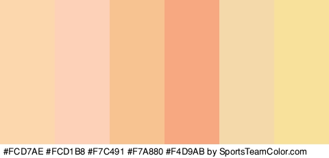 #FCD7AE #FCD1B8 #F7C491 #F7A880 #F4D9AB #F7E19B Colors