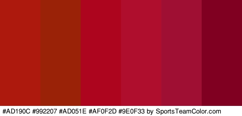 #AD190C #992207 #AD051E #AF0F2D #9E0F33 #7F0021 Colors