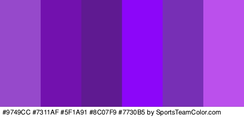 #9749CC #7311AF #5F1A91 #8C07F9 #7730B5 #BB50ED Colors