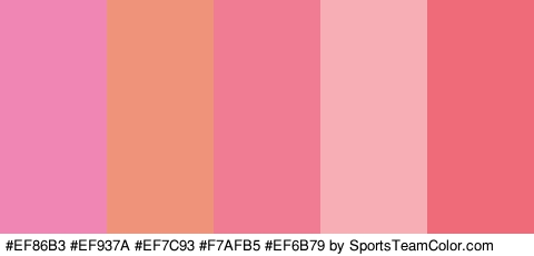 #EF86B3 #EF937A #EF7C93 #F7AFB5 #EF6B79 Colors