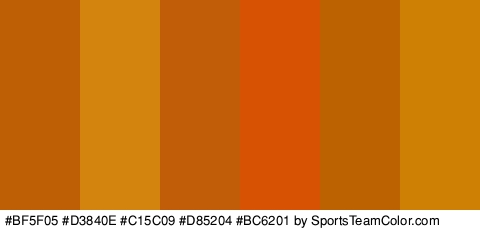 #BF5F05 #D3840E #C15C09 #D85204 #BC6201 #CE8004 Colors