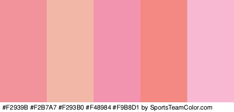 #F2939B #F2B7A7 #F293B0 #F48984 #F9B8D1 Colors