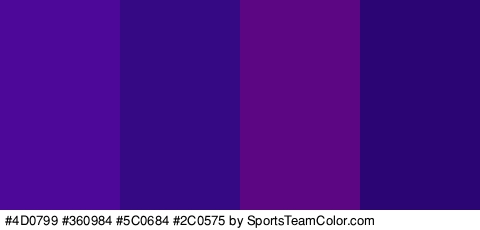 #4D0799 #360984 #5C0684 #2C0575 Colors