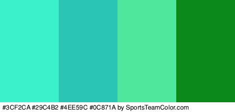 #3CF2CA #29C4B2 #4EE59C #0C871A Colors