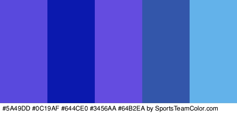 #5A49DD #0C19AF #644CE0 #3456AA #64B2EA Colors