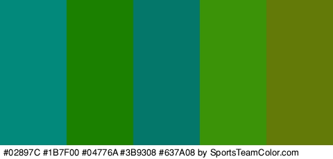 #02897C #1B7F00 #04776A #3B9308 #637A08 Colors