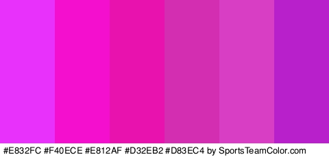 #E832FC #F40ECE #E812AF #D32EB2 #D83EC4 #B820CC Colors