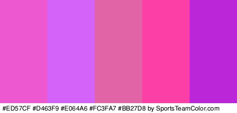 #ED57CF #D463F9 #E064A6 #FC3FA7 #BB27D8 Colors