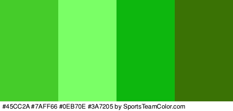 #45CC2A #7AFF66 #0EB70E #3A7205 Colors