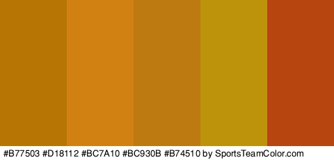 #B77503 #D18112 #BC7A10 #BC930B #B74510 Colors