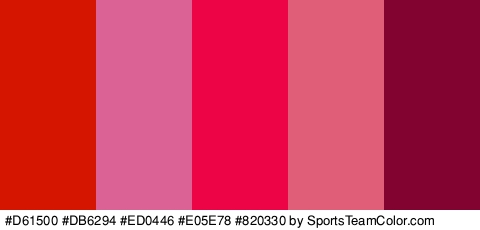 #D61500 #DB6294 #ED0446 #E05E78 #820330 Colors