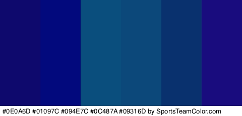 #0E0A6D #01097C #094E7C #0C487A #09316D #180C7F Colors