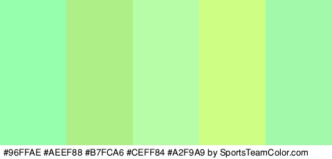 #96FFAE #AEEF88 #B7FCA6 #CEFF84 #A2F9A9 Colors