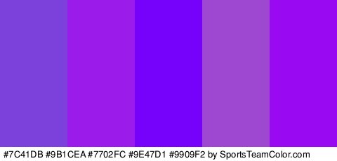 #7C41DB #9B1CEA #7702FC #9E47D1 #9909F2 Colors