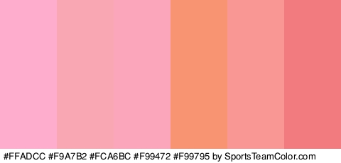 #FFADCC #F9A7B2 #FCA6BC #F99472 #F99795 #F27B7F Colors