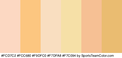 #FCD7C2 #FCC680 #F9DFC0 #F7DFA8 #F7C094 #EABC72 Colors