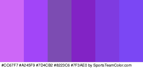 #CC67F7 #A245F9 #7D4CB2 #8223C6 #7F3AE0 #7B46F4 Colors