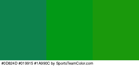 #0D824D #019915 #1A990C Colors