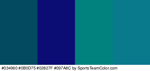 #034960 #0B0D75 #02827F #097A8C Colors