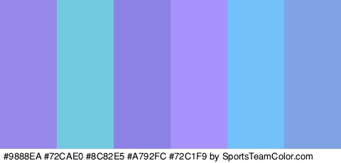 #9888EA #72CAE0 #8C82E5 #A792FC #72C1F9 #80A3E5 Colors