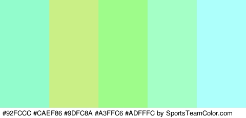 #92FCCC #CAEF86 #9DFC8A #A3FFC6 #ADFFFC Colors