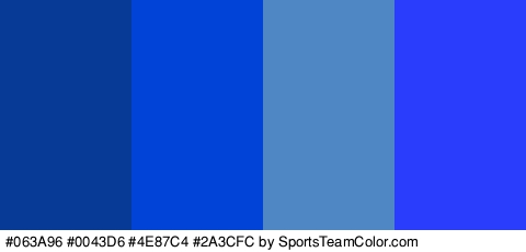 #063A96 #0043D6 #4E87C4 #2A3CFC Colors