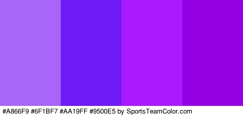 #A866F9 #6F1BF7 #AA19FF #9500E5 Colors