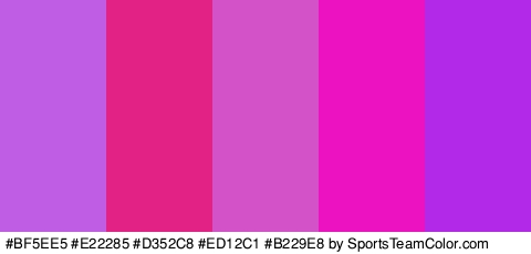 #BF5EE5 #E22285 #D352C8 #ED12C1 #B229E8 Colors